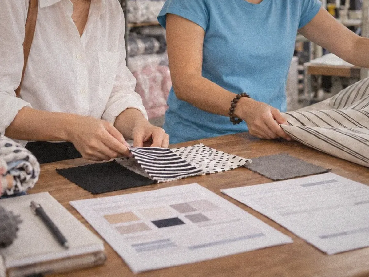 Illustrative image: fabric evaluation and swatch comparison
